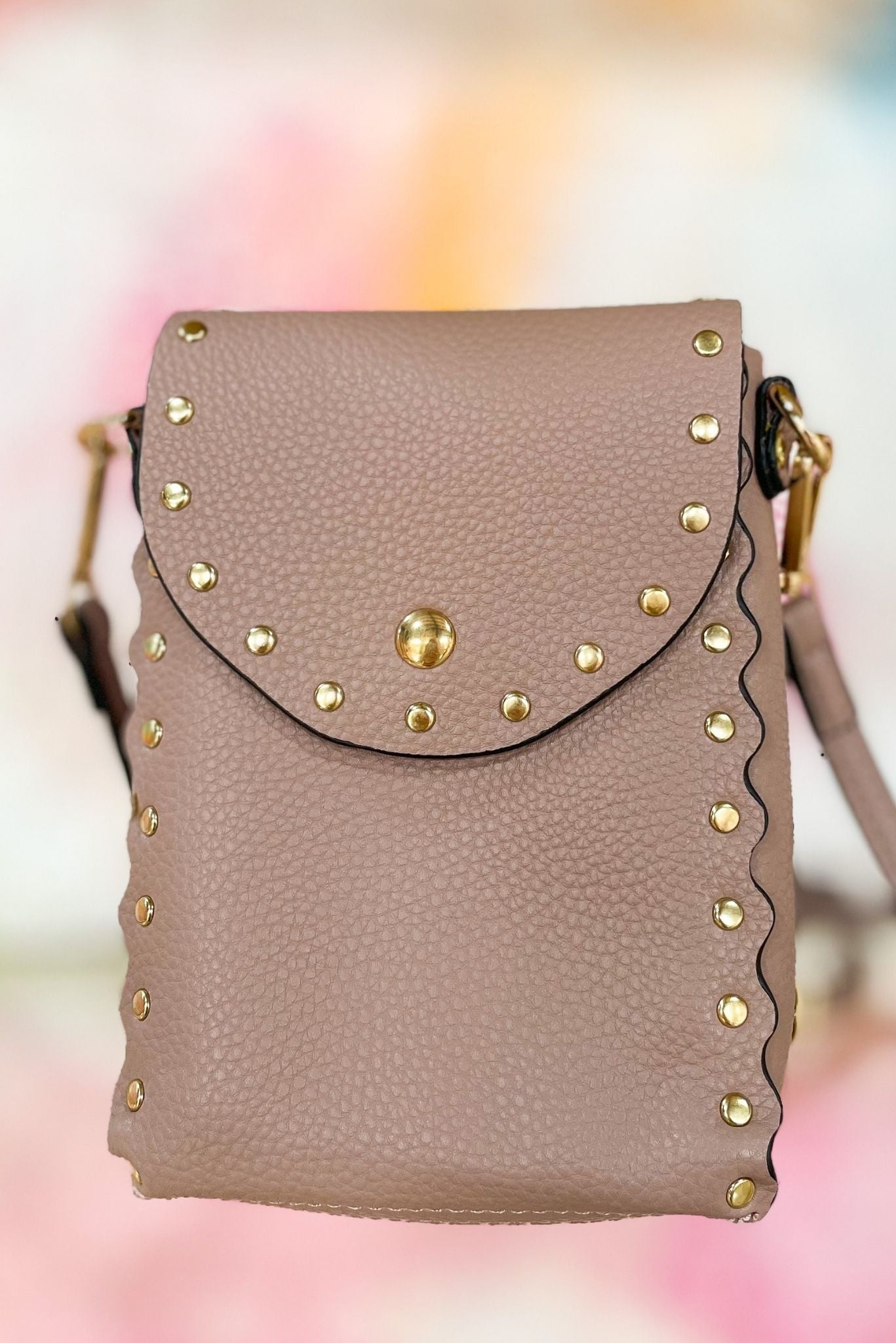 Load image into Gallery viewer, Mauve Studded Crossbody Bag
