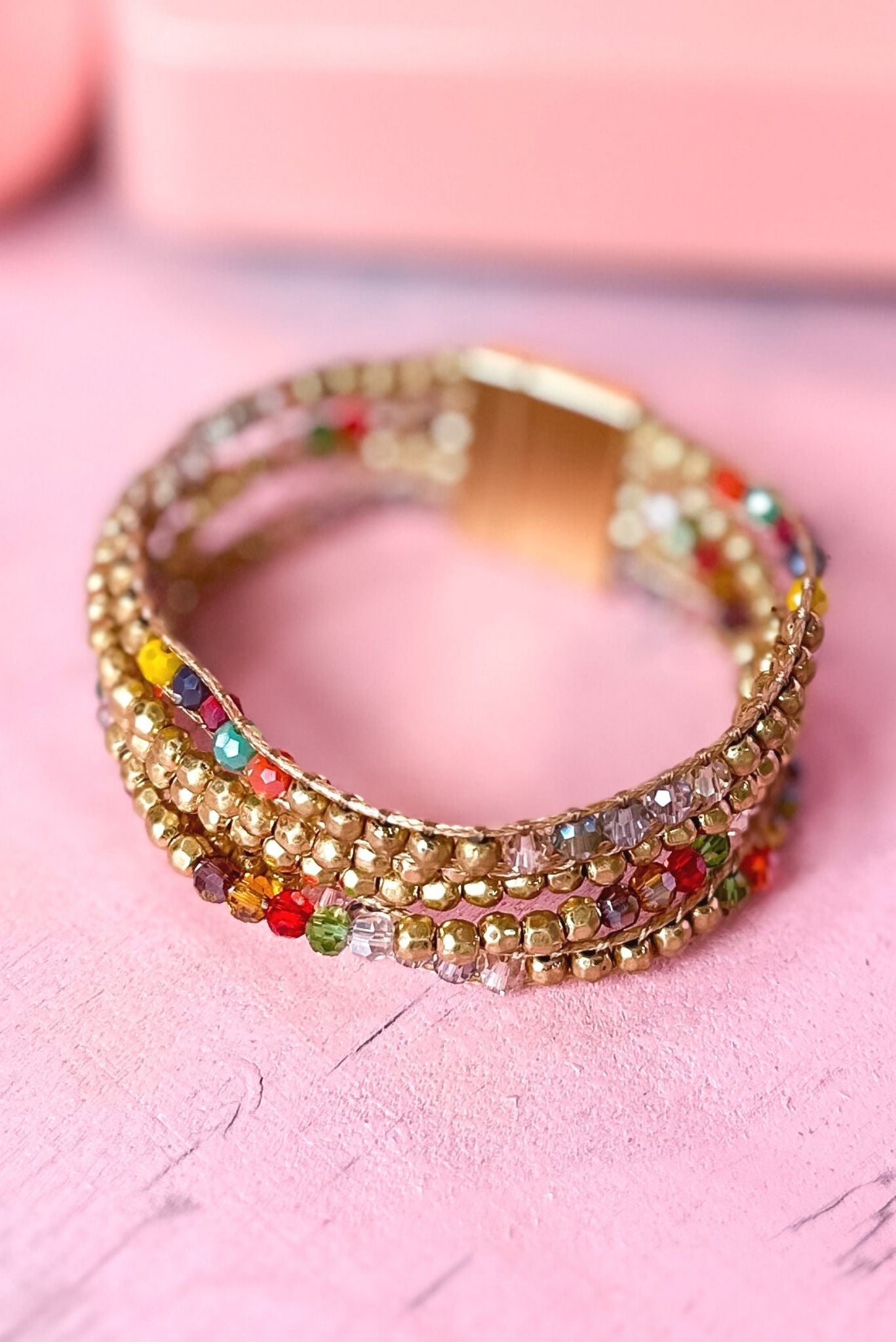 multi Beaded Magnetic Bracelet, gold stack, everyday wear, mom style, must have, shop style your senses by mallory fitzsimmons