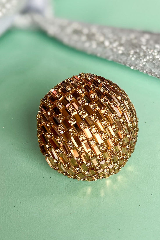 Gold Baguette Cut Rhinestone Dome Ring, fall fashion, must have, glam, elevated accessory, chic, mom style, shop style your senses by mallory fitzsimmons