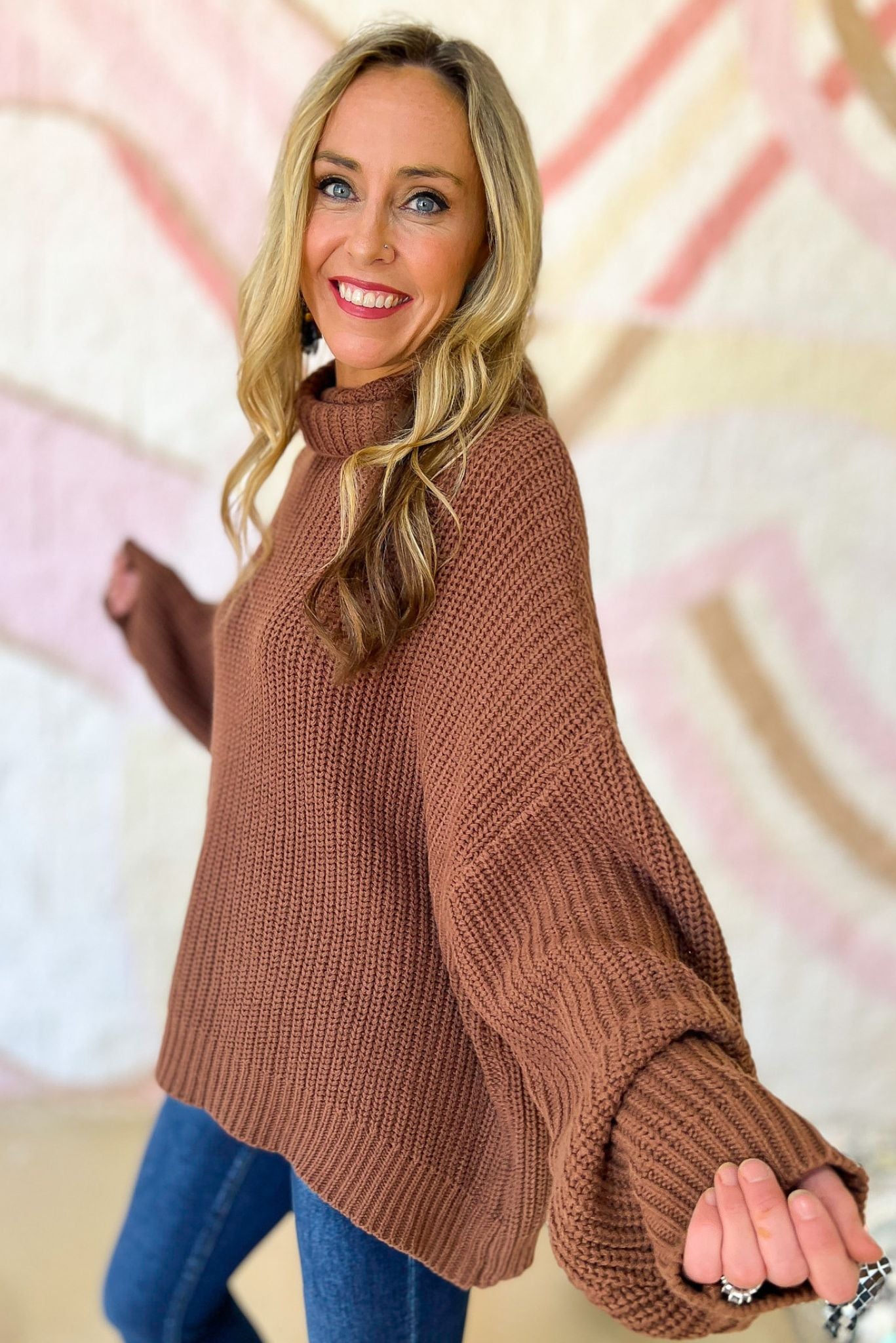 Load image into Gallery viewer, Brown Turtleneck Knit Sweater, fall fashion, fall must have, staple piece, chic, elevated look, shop style your senses by mallory fitzsimmons

