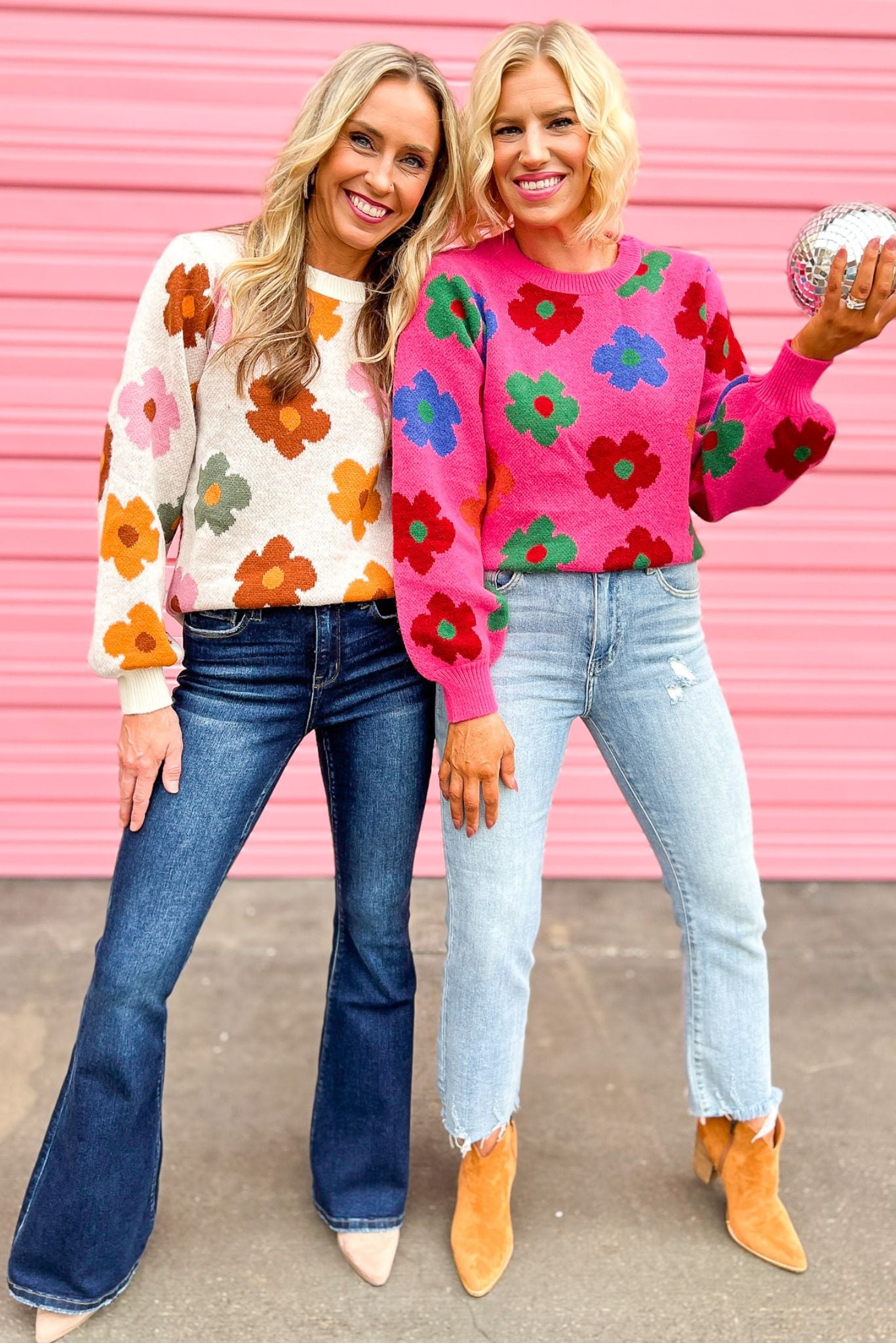 hot pink Floral Ribbed Hem Sweater, fall fashion, fall must have, elevated look, sweater weather, floral, shop style your senses by mallory fitzsimmons