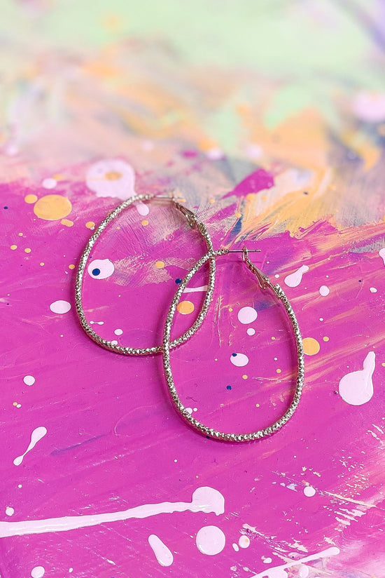 Gold Textured Metal Large Oval Hoop Earrings, Easy Accessory, Date Night, Mom Style, Shop Style Your Senses by Mallory Fitzsimmons