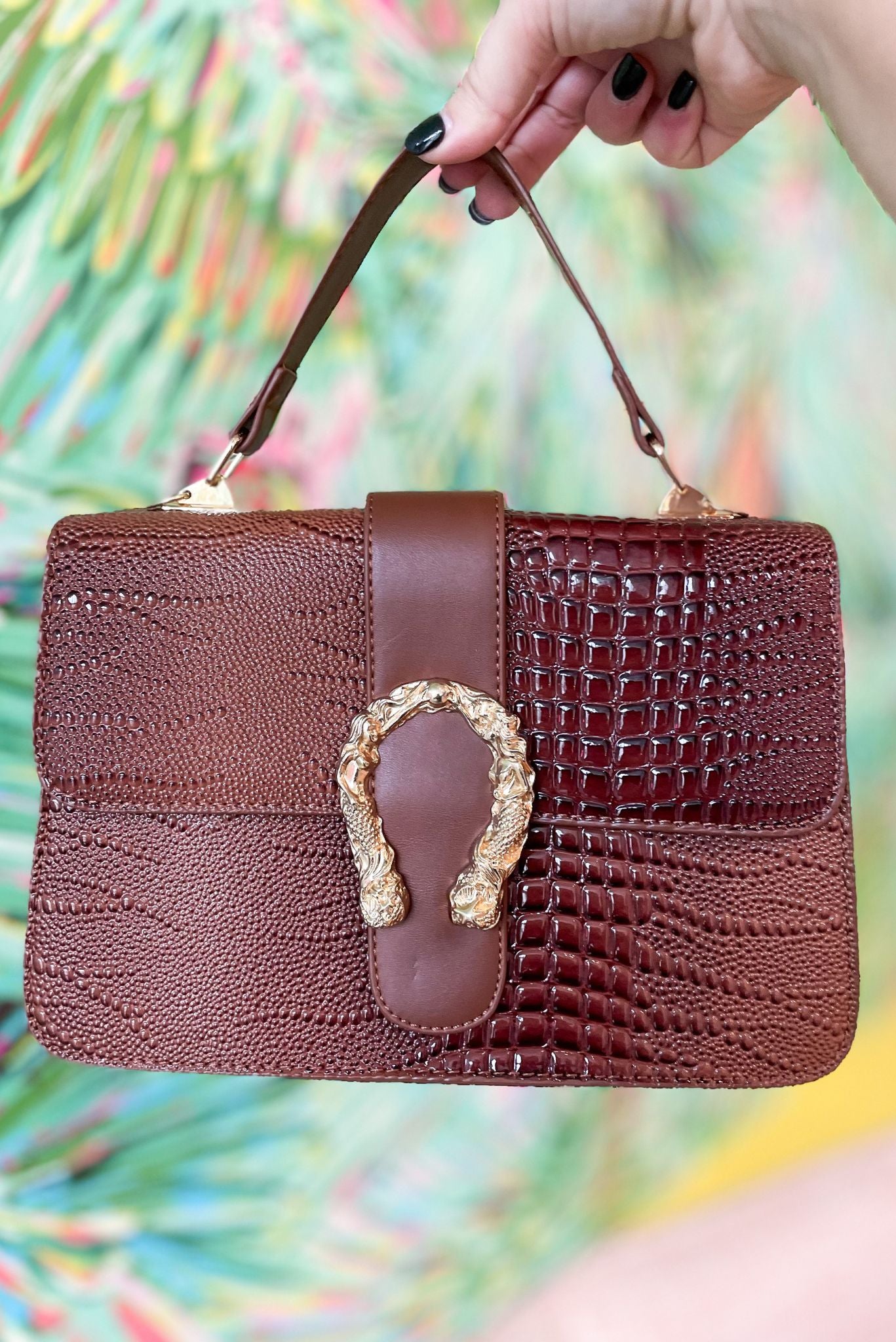 Load image into Gallery viewer, brown Textured Faux Leather Crossbody Tote Bag, fall fashion, fall bag, must have, everyday wear, mom style, chic, shop style your senses by mallory fitzsimmons
