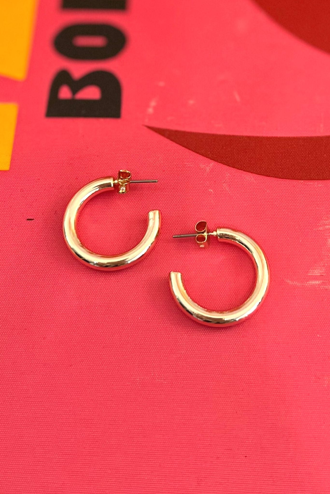 Medium Beige Shiny Hoop Earrings *FINAL SALE*
