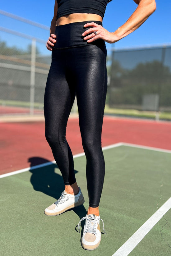 Black Highwaist Foil Leggings, athleisure, must have, staple piece, elevated look, shop style your senses by mallory fitzsimmons