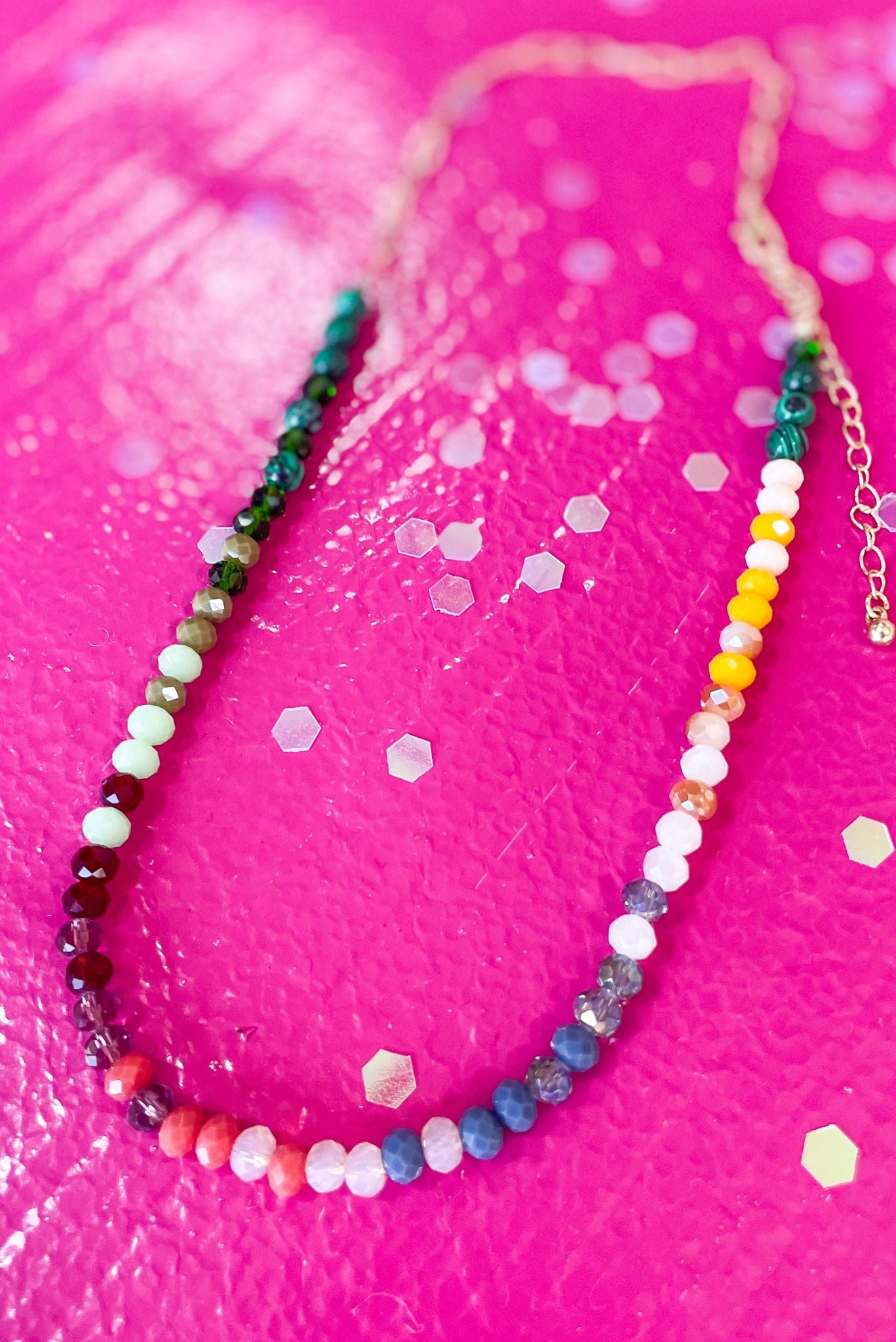 Load image into Gallery viewer, Colorful Stone Faceted Beaded Necklace, fall fashion, beaded necklace, must have, mom style, elevated look, shop style your senses by mallory fitzsimmons
