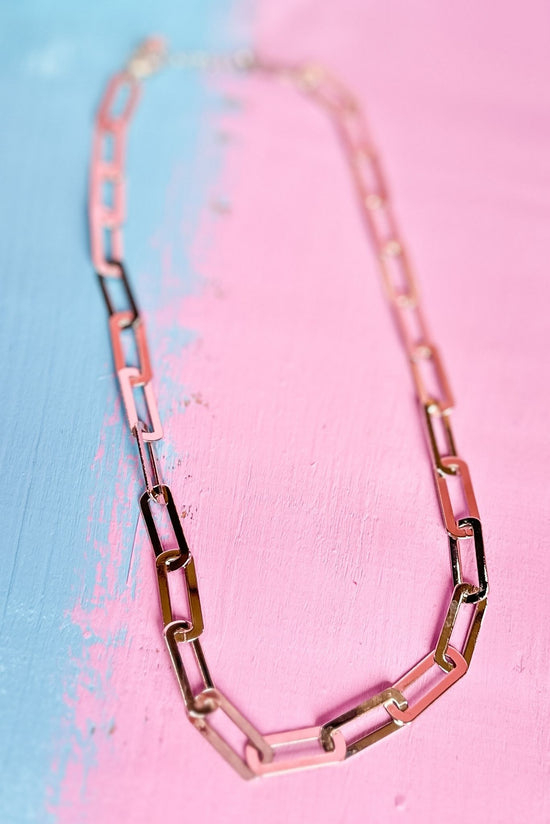 Silver Rectangle Link Necklace