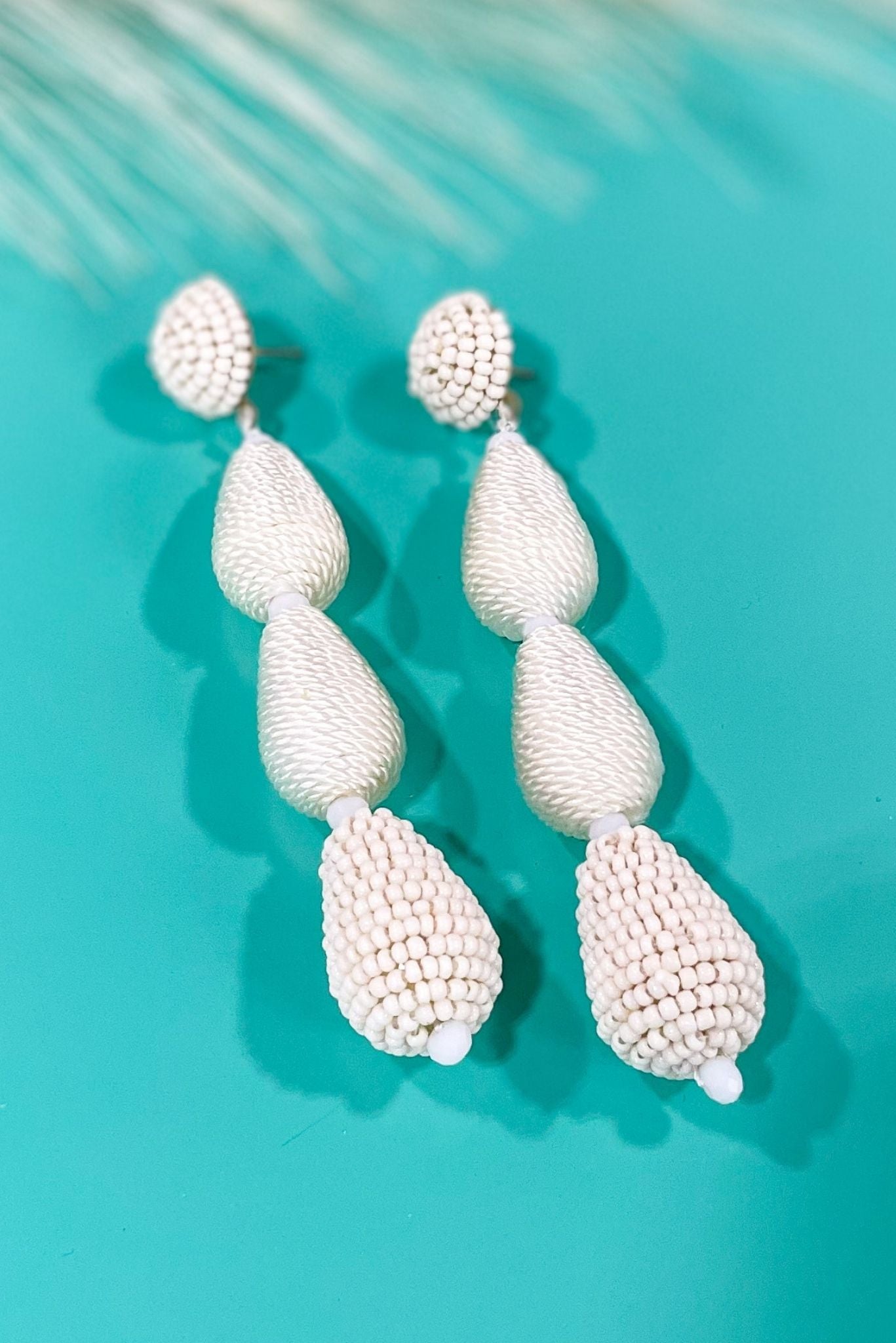 Ivory Triple Drop Seed Bead Earrings, spring accessory, everyday wear, must have, elevated look, mom style, shop style your senses by mallory fitzsimmons