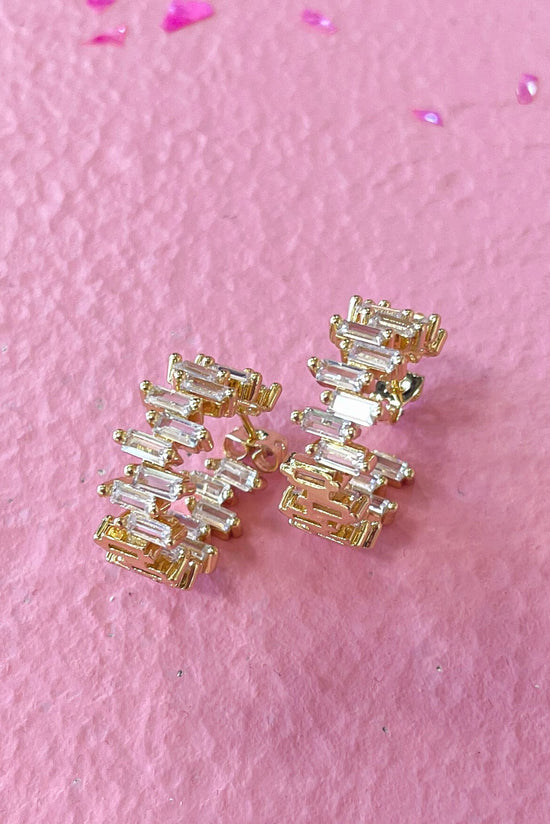 Gold Rectangle Rhinestone Zig Zag Hoop Earrings gold earring, chunky earring, elevated look, date night, mom style, must have, shop style your senses by mallory fitzsimmons