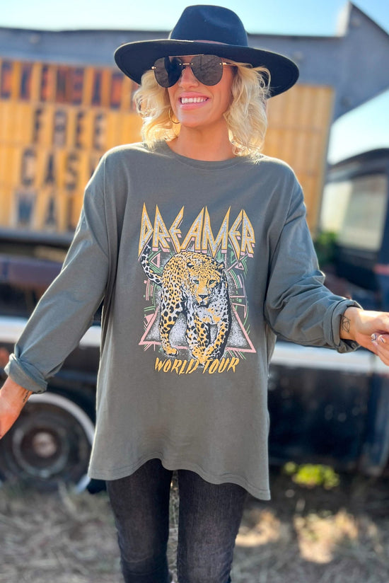 Olive Dreamer World Tour Long Sleeve Graphic Tee, elevated look, country concert, concert look, fall must have, fall fashion, shop style your senses by mallory fitzsimmons