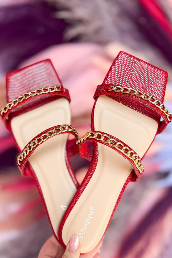 Red Gold Chain Square Toe Sandals *FINAL SALE*