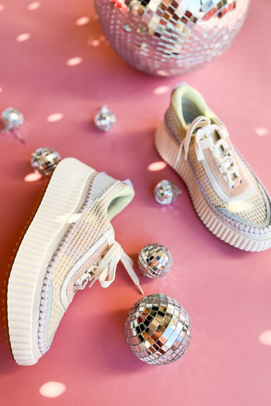 Load image into Gallery viewer, Dolce Vita Pastel Knit Platform Sneakers. Spring chic. mom style. work to weekend. beach perfection. Shop Style Your Senses by Mallory Fitzsimmons.
