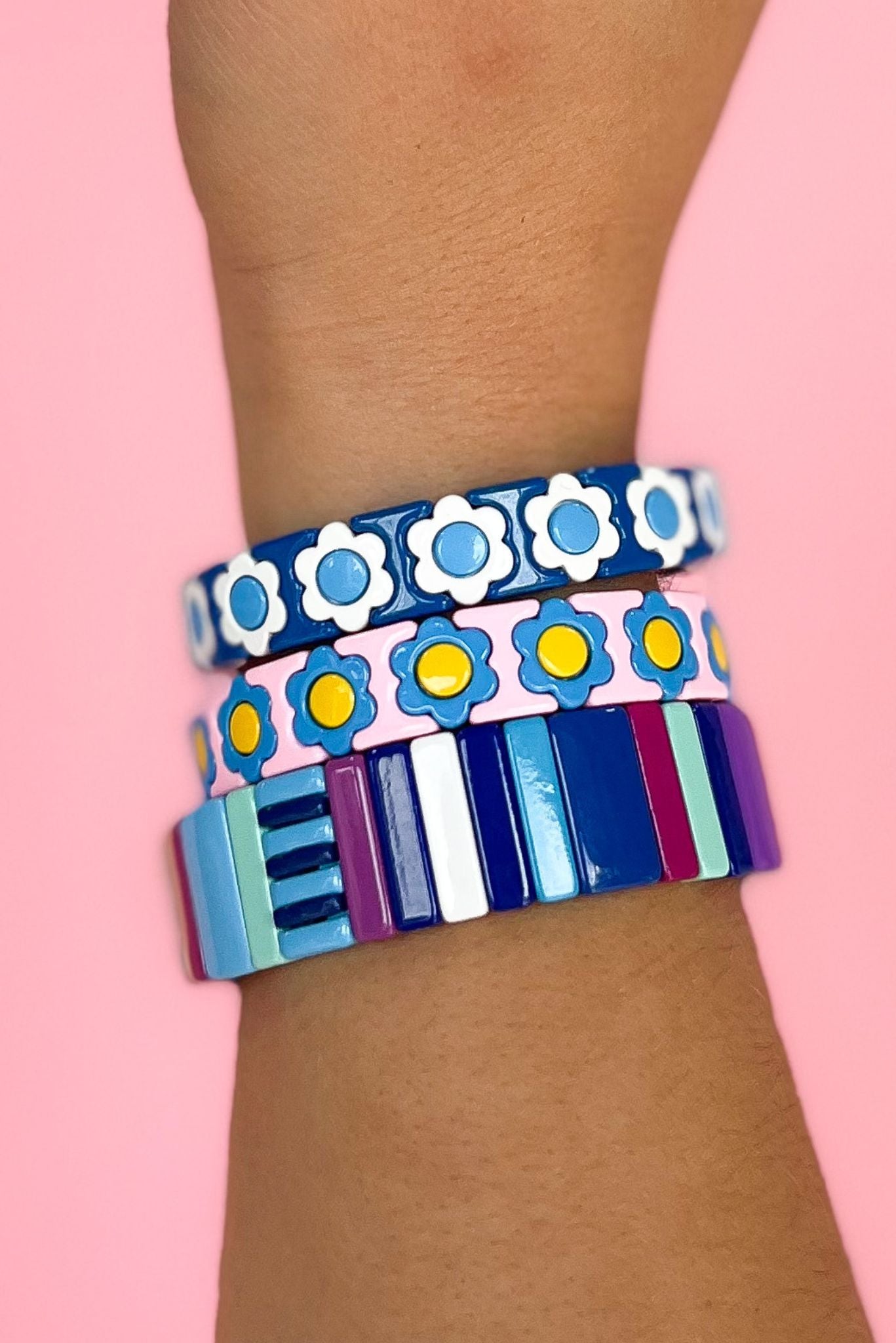 Load image into Gallery viewer, blue purple large Tile Bracelet, fall fashion, fall stack, must have, elevated look, elevated stack, mom style, shop style your senses by mallory fitzsimmons
