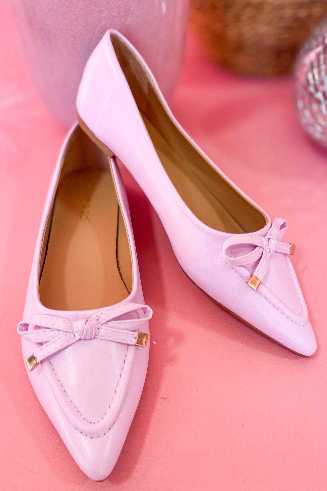 Load image into Gallery viewer, Pink Pointed Toe Bow Ballet Flats *FINAL SALE*
