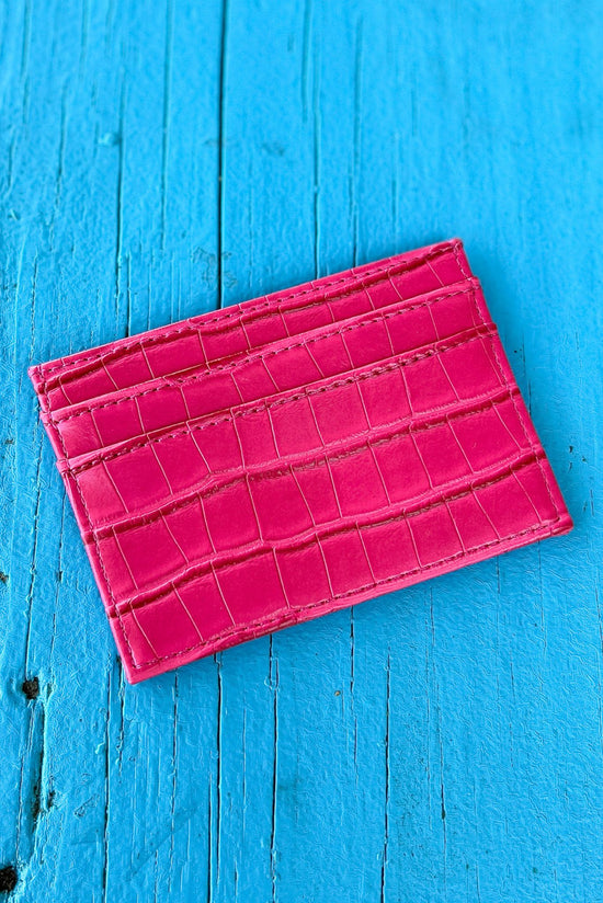 Load image into Gallery viewer, Fuchsia Leather Credit Card Holder
