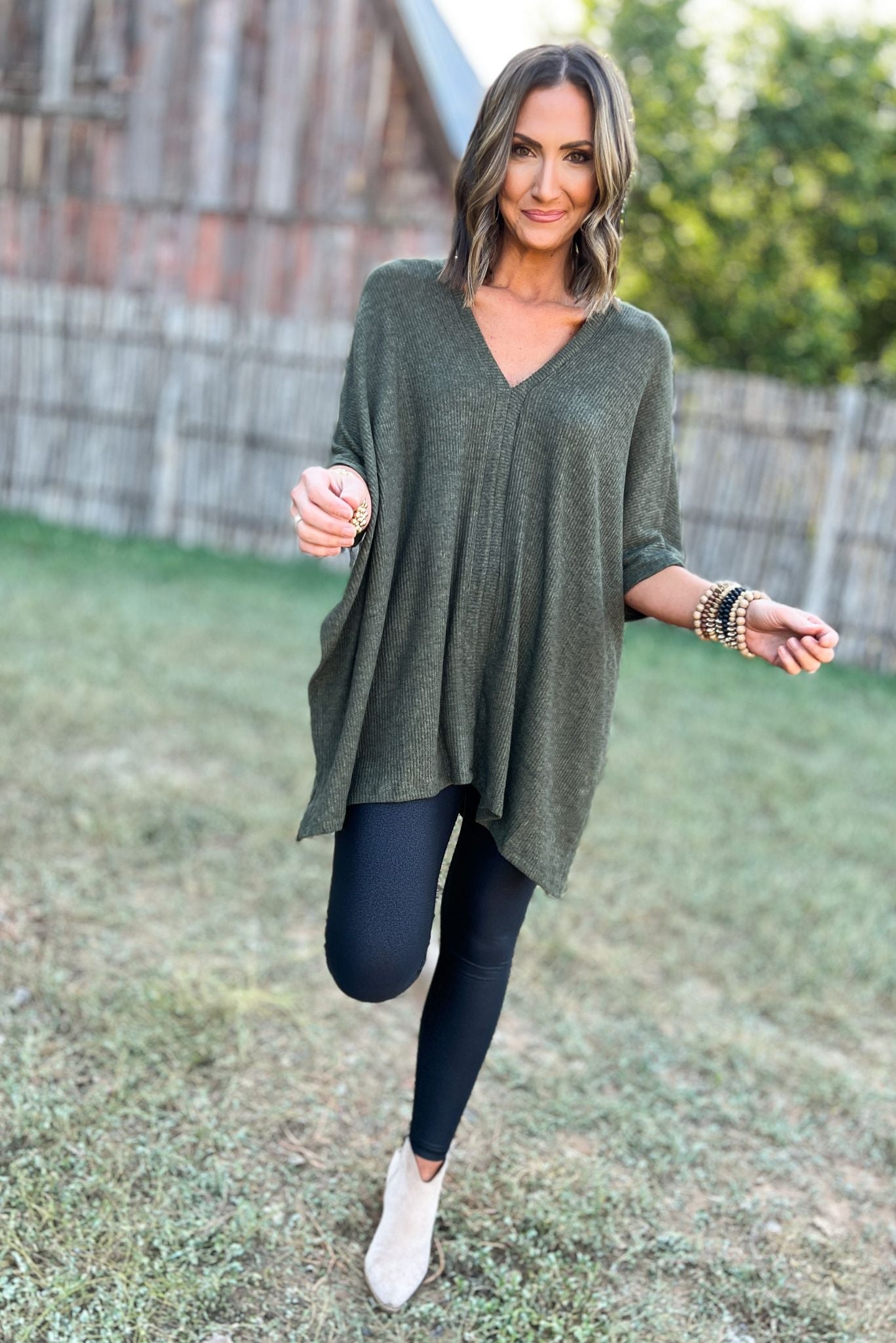 Olive Scoop V Neck Boxy Tunic Top, fall fashion, must have, easy style, mom style, flowy fit, shop style your senses by mallory fitzsimmons