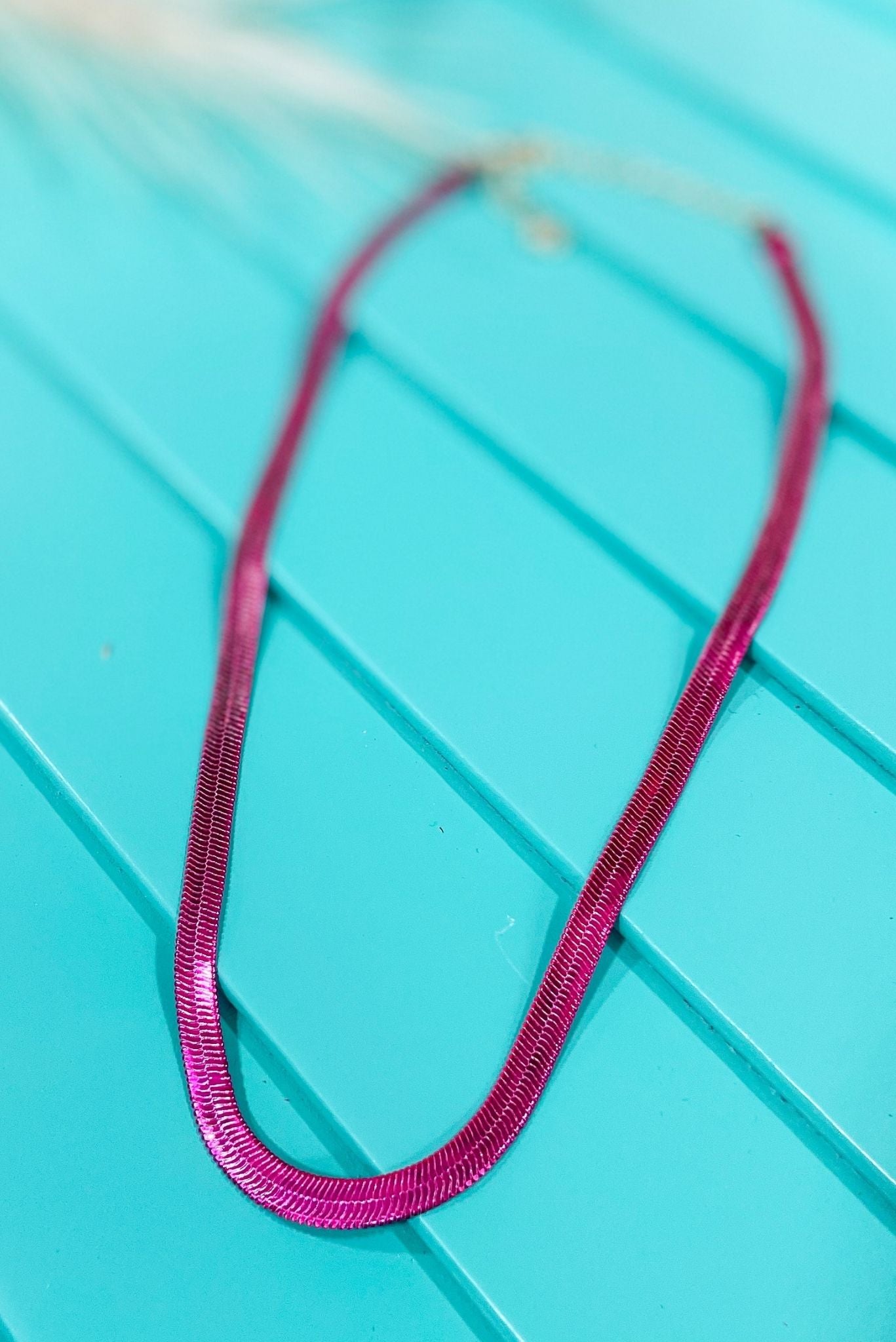 Fuchsia Herringbone Chain Necklace *FINAL SALE*