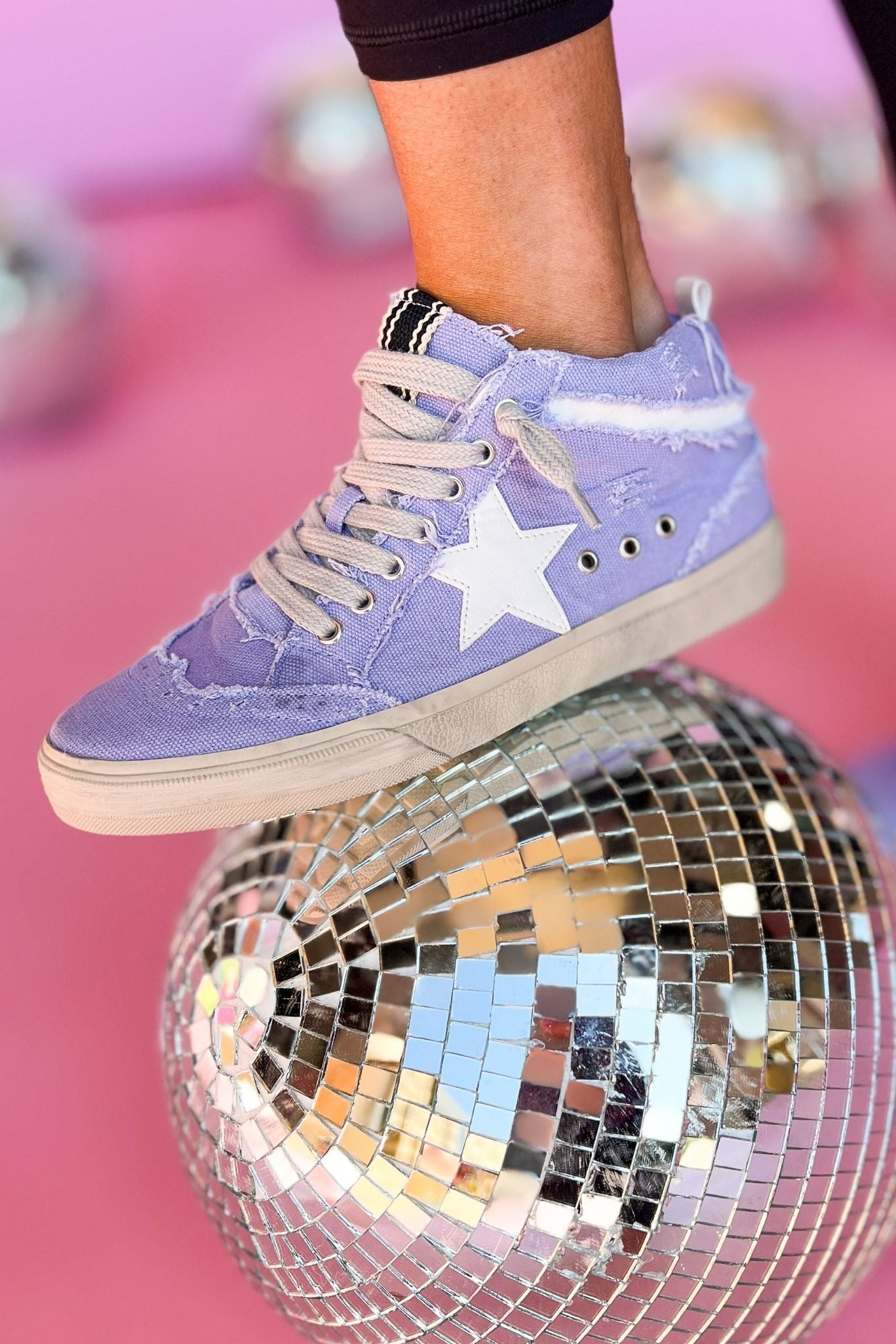Shu Shop Lilac Canvas High Top Star Sneakers, high top, star detail, everyday, trendy, must have, shop style your senses by mallory fitzsimmons