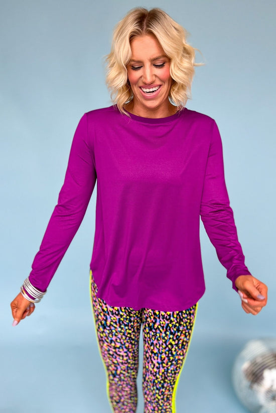 Load image into Gallery viewer, Plum Long Sleeve Active Top SSYS The Label, custom piece, atheisure, everyday wear, must have, mom style, shop style your senses by mallory fitzsimmons
