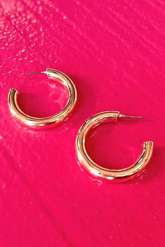 Load image into Gallery viewer, Shiny Beige Thick Open Hoop Earrings
