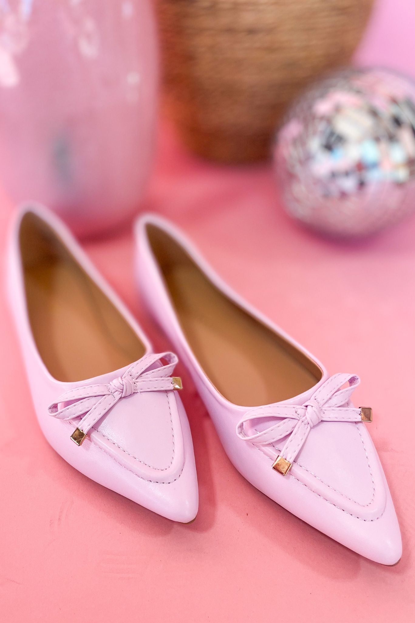 Pink Pointed Toe Bow Ballet Flats *FINAL SALE*