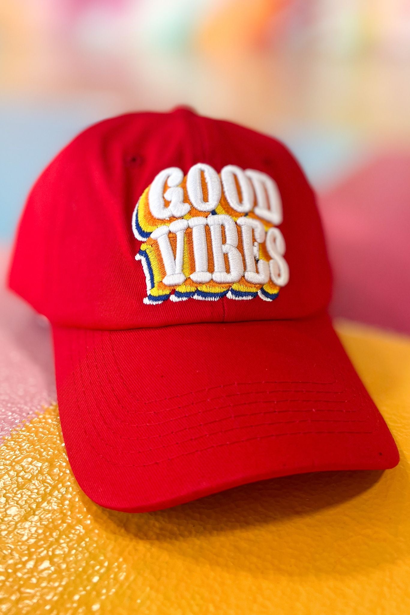 red good vibes Baseball Hat, fall fashion, athleisure, must have, mom style, everyday wear, shop style your senses by mallory fitzsimmons