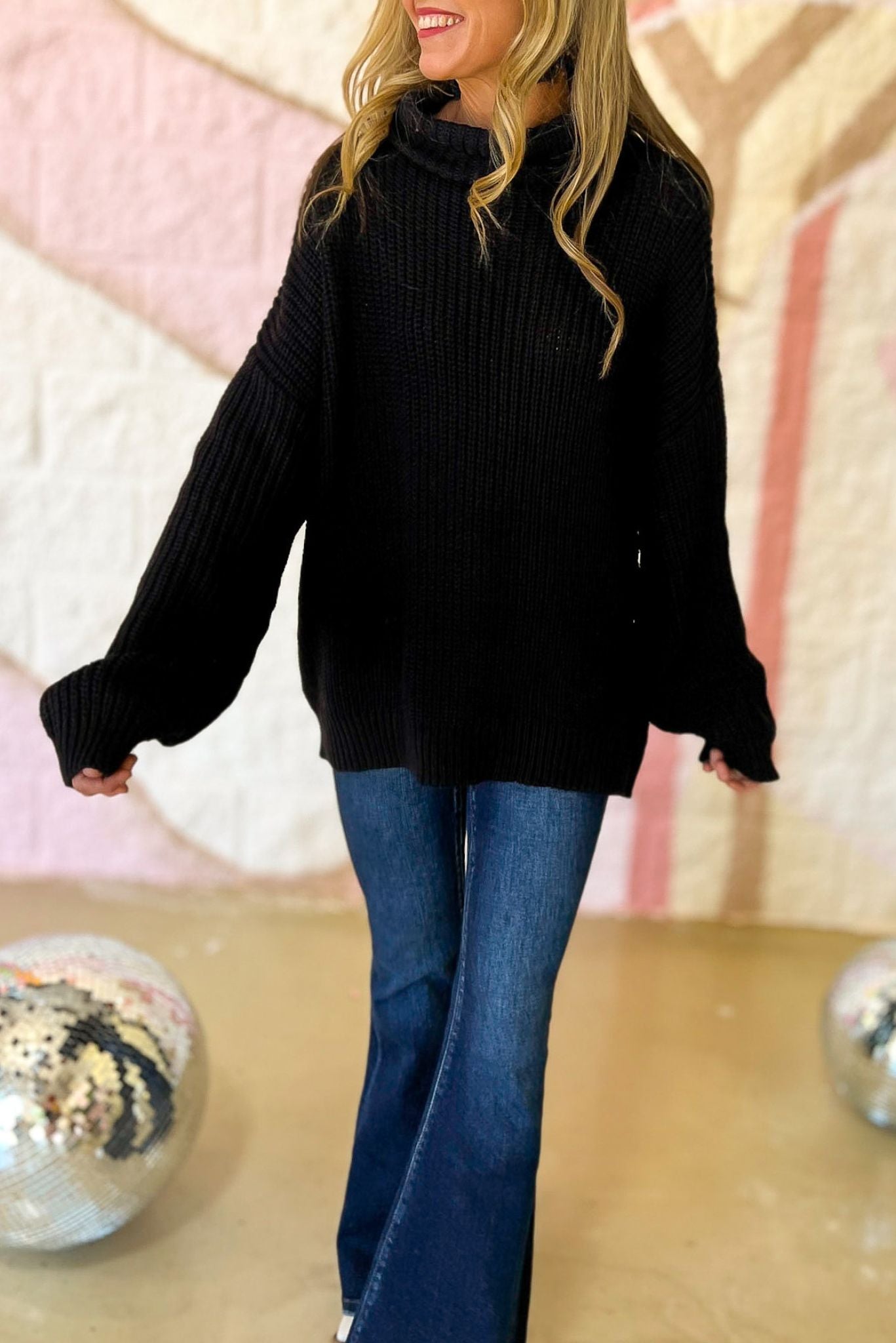 Load image into Gallery viewer, black Turtleneck Knit Sweater, fall fashion, fall must have, staple piece, chic, elevated look, shop style your senses by mallory fitzsimmons
