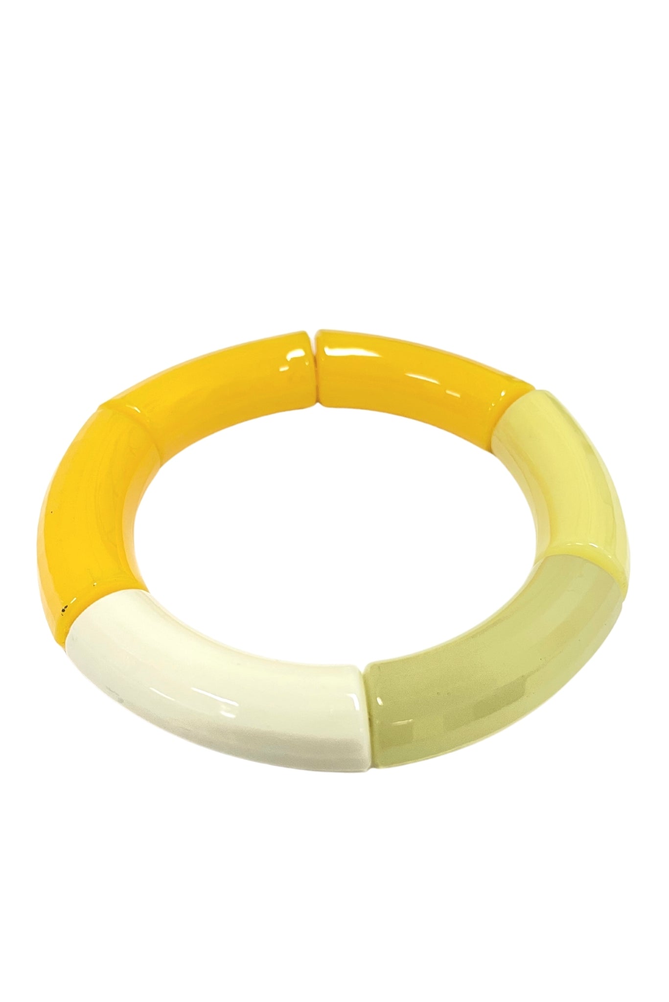Yellow Acrylic Curved Beads Charm Bracelet*FINAL SALE*