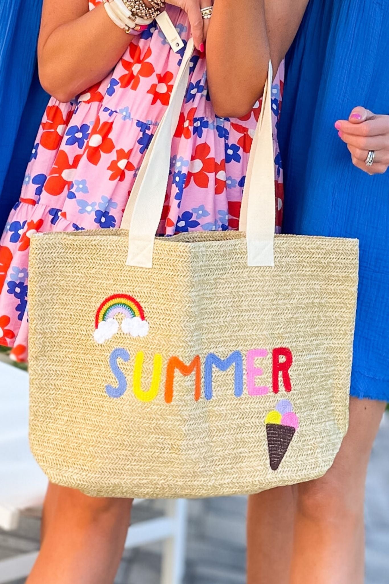 Load image into Gallery viewer, Colorful Summer Straw Woven Tote Bag*FINAL SALE*
