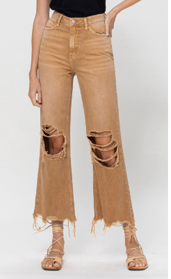 Vervet Copper High Rise Distressed Knee Crop Flare Jeans *FINAL SALE*