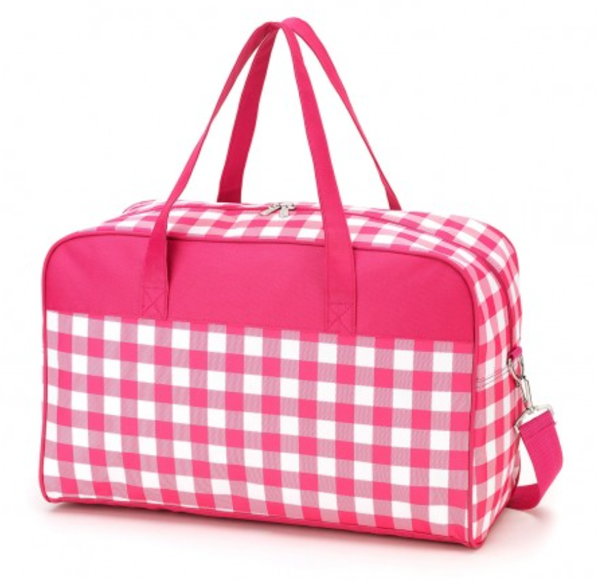 Load image into Gallery viewer, Hot Pink Gingham Travel Duffle Bag
