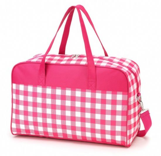 Hot Pink Gingham Travel Duffle Bag