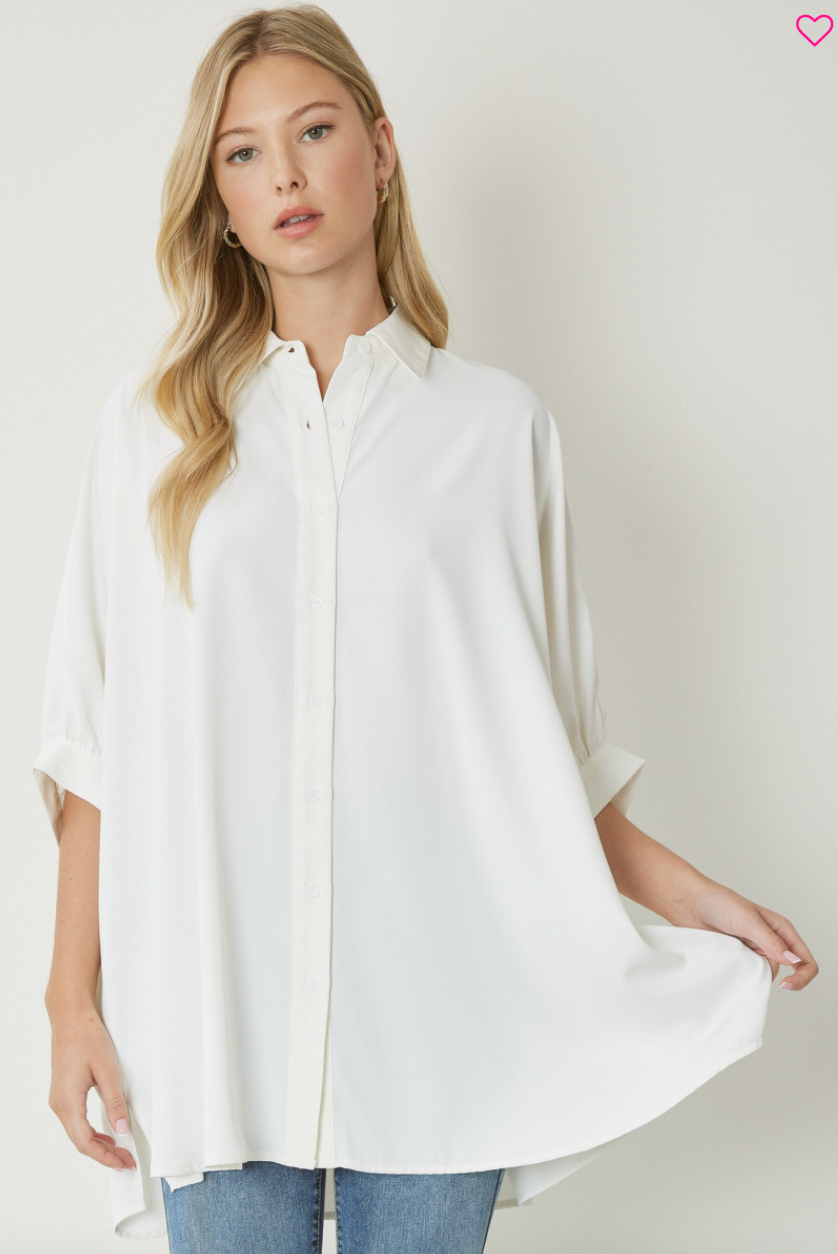 Load image into Gallery viewer, Off White Oversized Dolman Sleeve Tunic Top
