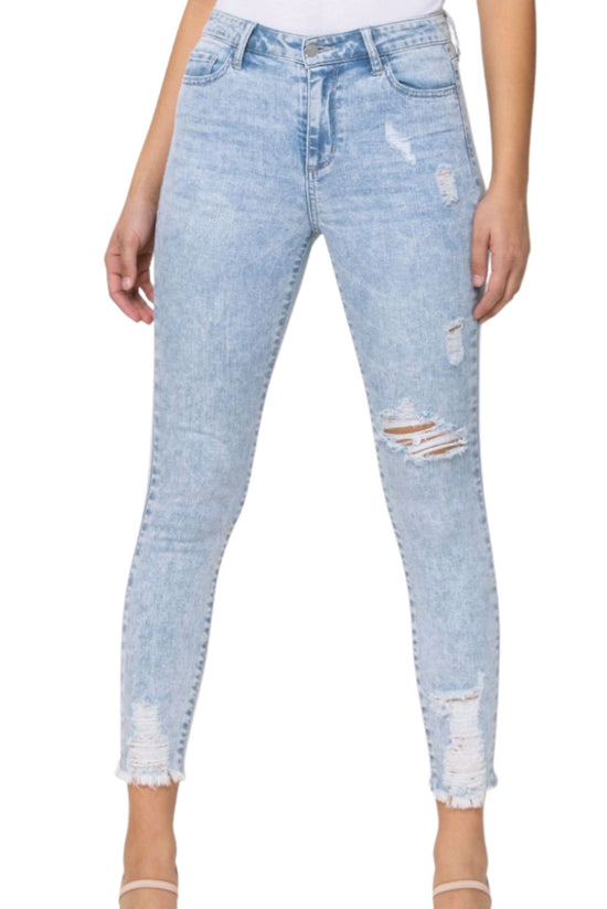 Load image into Gallery viewer, High Rise Distressed Cropped Skinny Jeans*FINAL SALE*
