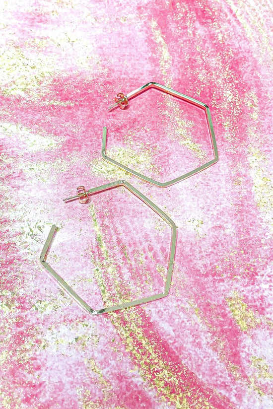 Load image into Gallery viewer, Gold Geometric Hoop Signature Earrings
