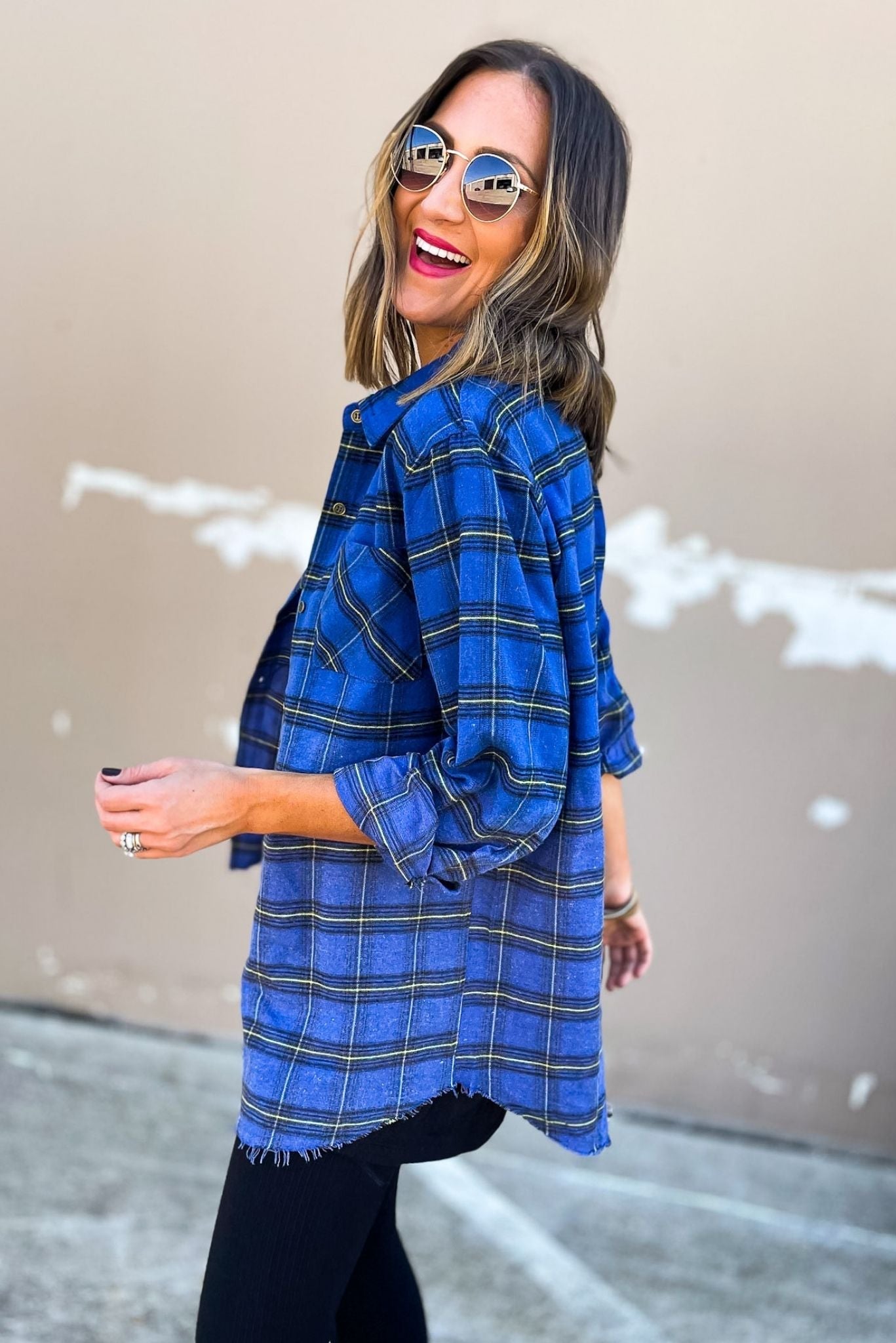 Load image into Gallery viewer, Royal Plaid Flannel Shacket
