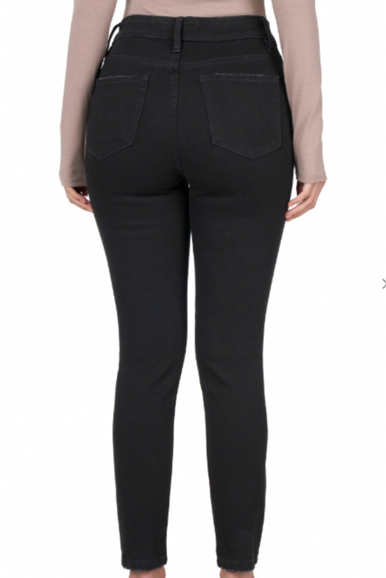 Load image into Gallery viewer, black skinny jeans, black denim, mom style, workwear, shop style your senses
