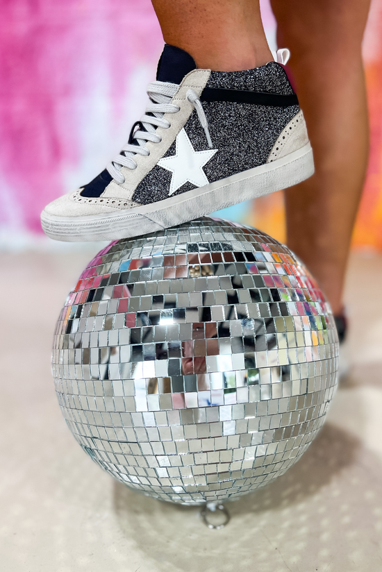 Black Glitter White Star High Top Sneakers, glitter sneakers, golden goose, star sneakers, star shoes, Shop Style Your Senses By Mallory Fitzsimmons