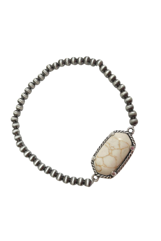 Natural Stone and Silver Beaded Bracelet, Shop Style Your Senses, Mallory Fitzsimmons
