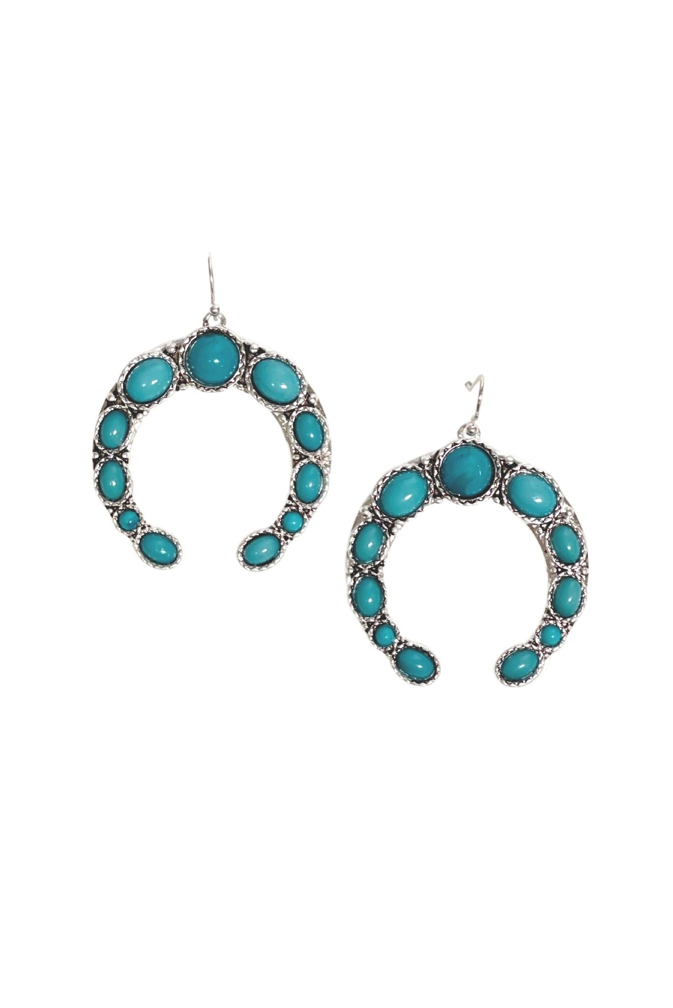 Load image into Gallery viewer, turquoise dangle earrings, metal, silver, turquoise, earrings, statement earrings, spring style, mom style, shop style your senses by mallory fitzsimmons
