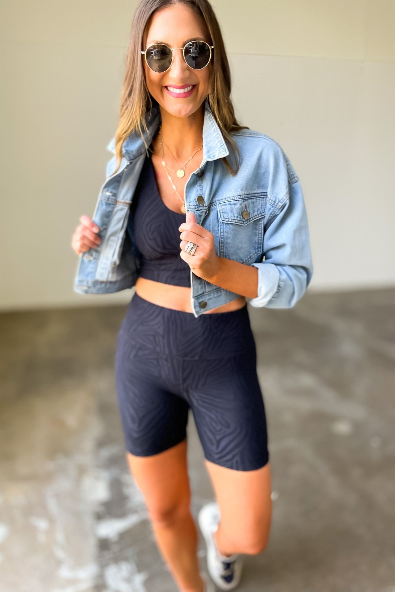 Load image into Gallery viewer, black animal print high waisted biker shorts, July athleisure collection, fitness fashion, gym style, shop style your senses by mallory fitzsimmons
