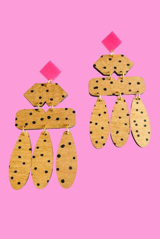 Load image into Gallery viewer, Pink With Dot Detail Dangle Earrings, Shop Style Your Senses, Mallory Fitzsimmons
