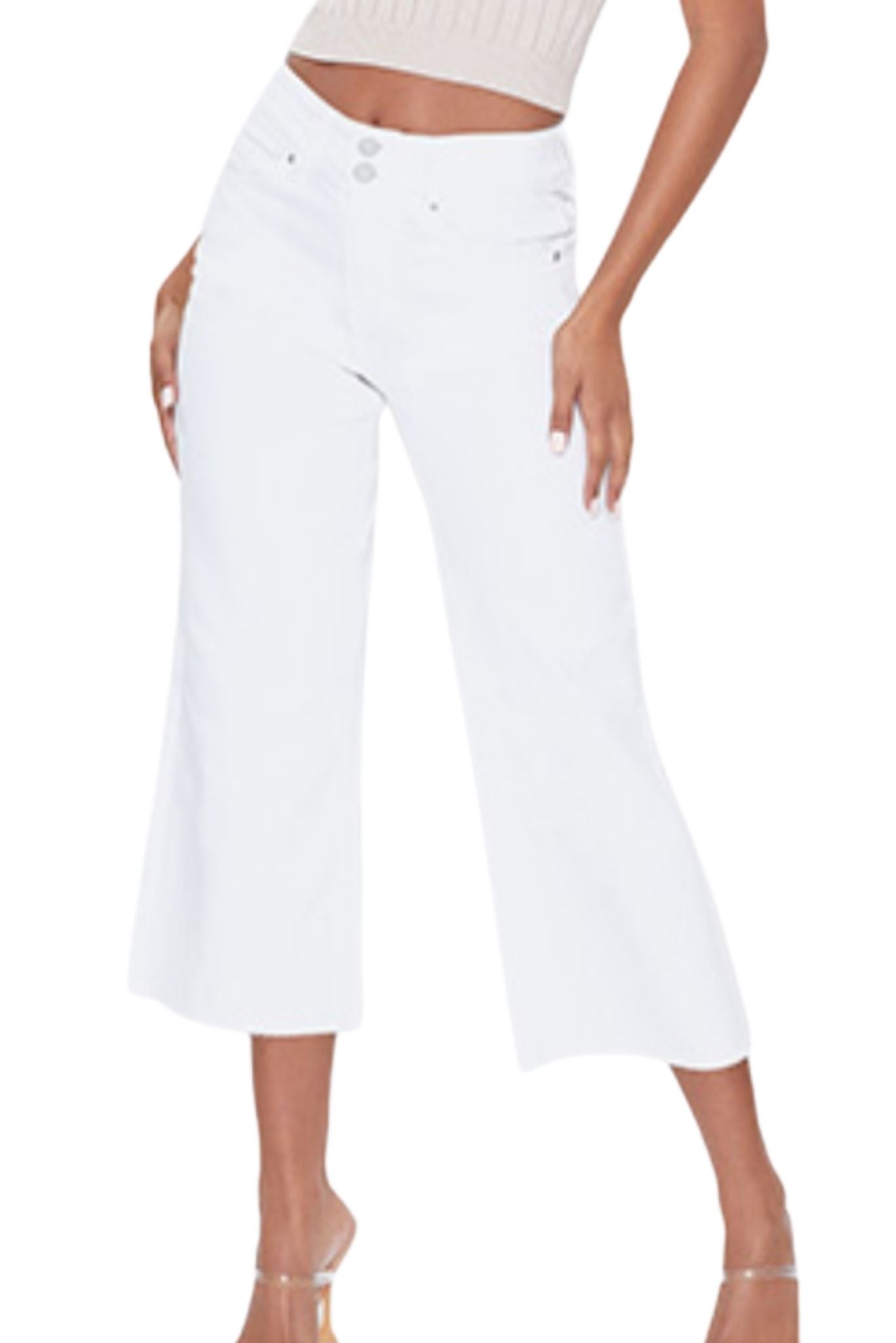 Load image into Gallery viewer, White High Rise Wide Leg Cropped Jeans*FINAL SALE*
