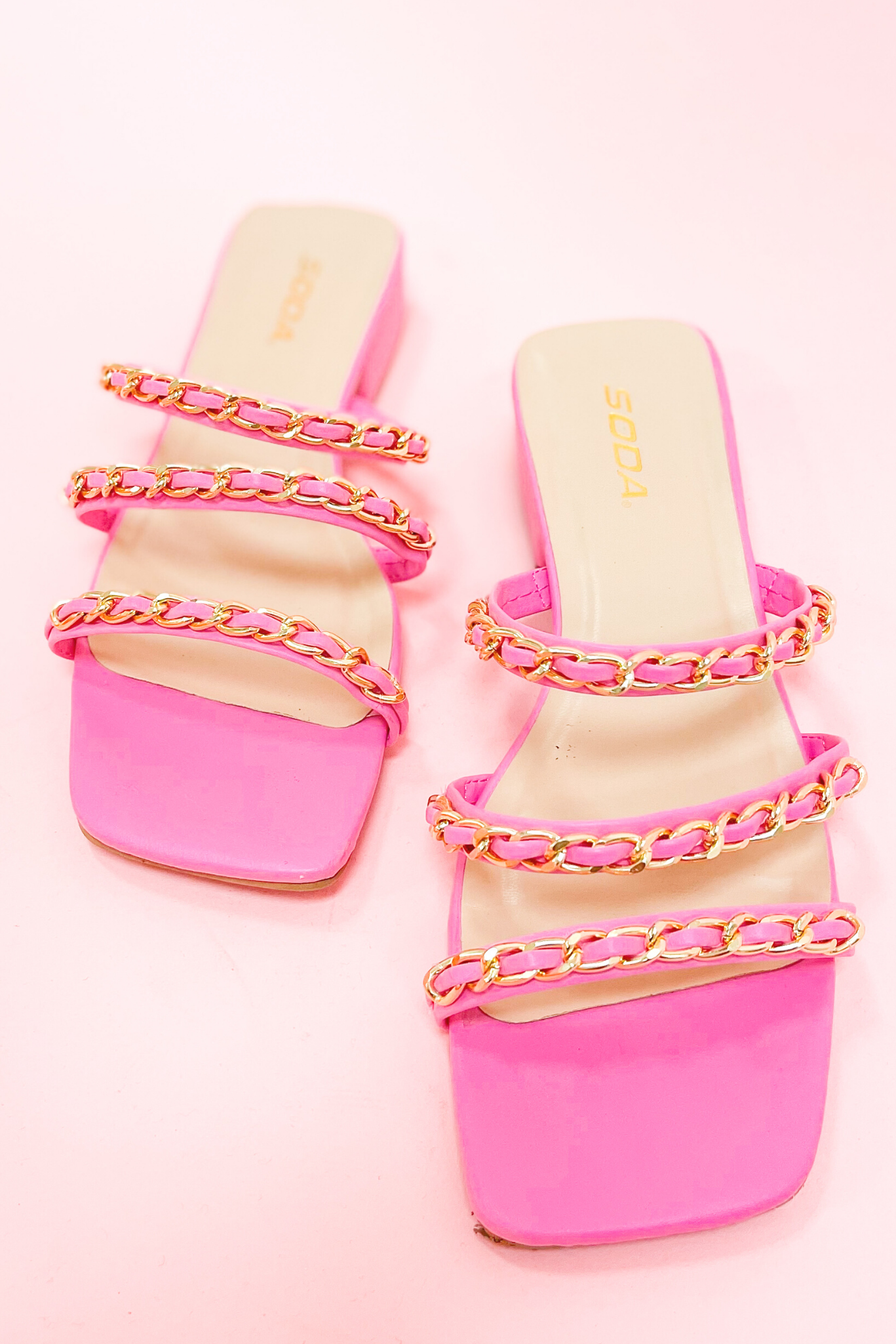 Pink Gold Chain Link Strap Sandals*FINAL SALE*