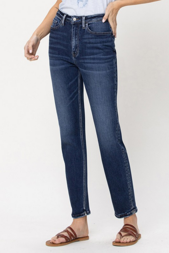 Load image into Gallery viewer, Dark Wash Stretch Mom Jeans *FINAL SALE*
