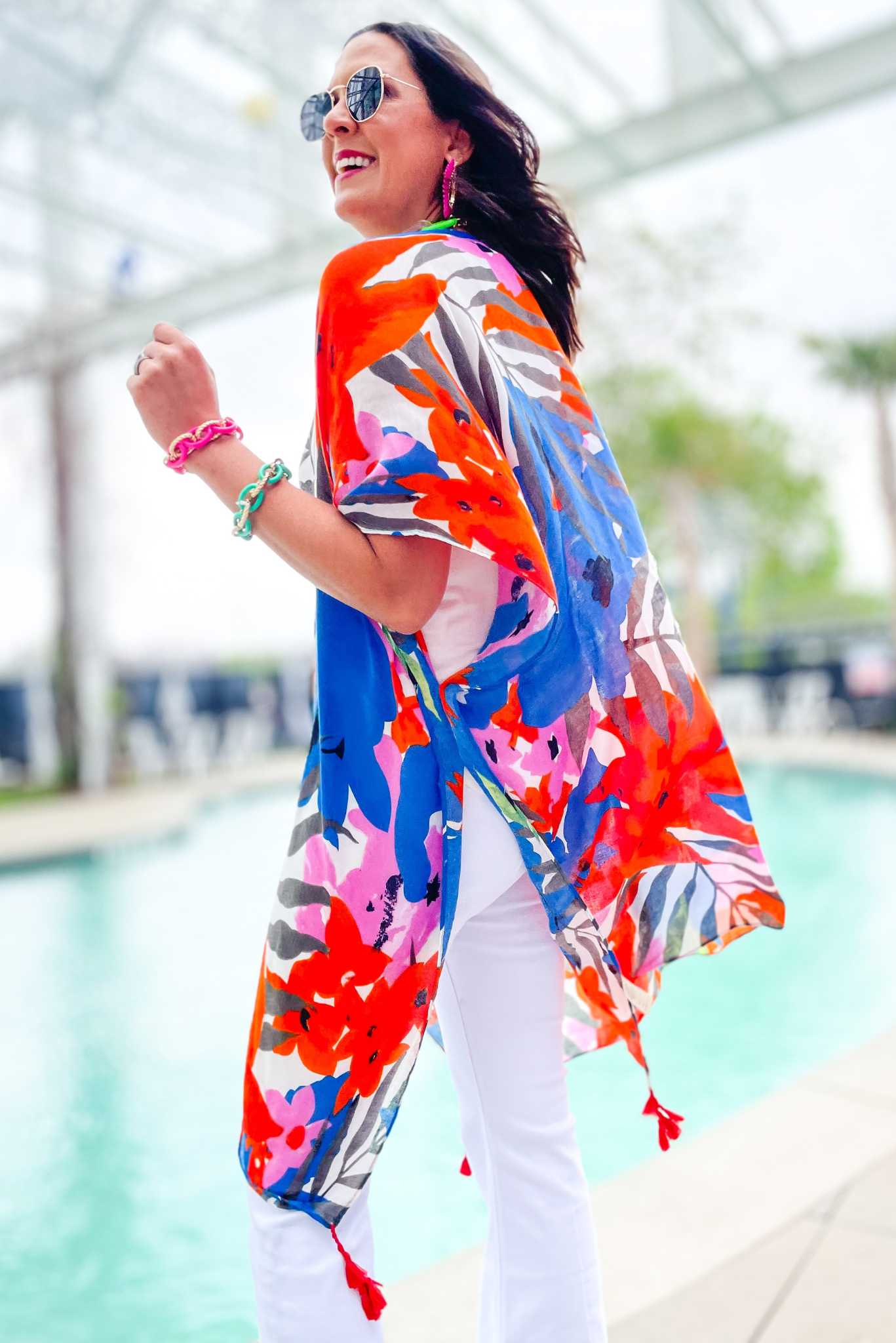 Blue Watercolor Floral Print Kimono, kimono, floral print, water color, printed, summer cover up, summer outfit, mom style, shop style your senses by mallory fitzsimmons