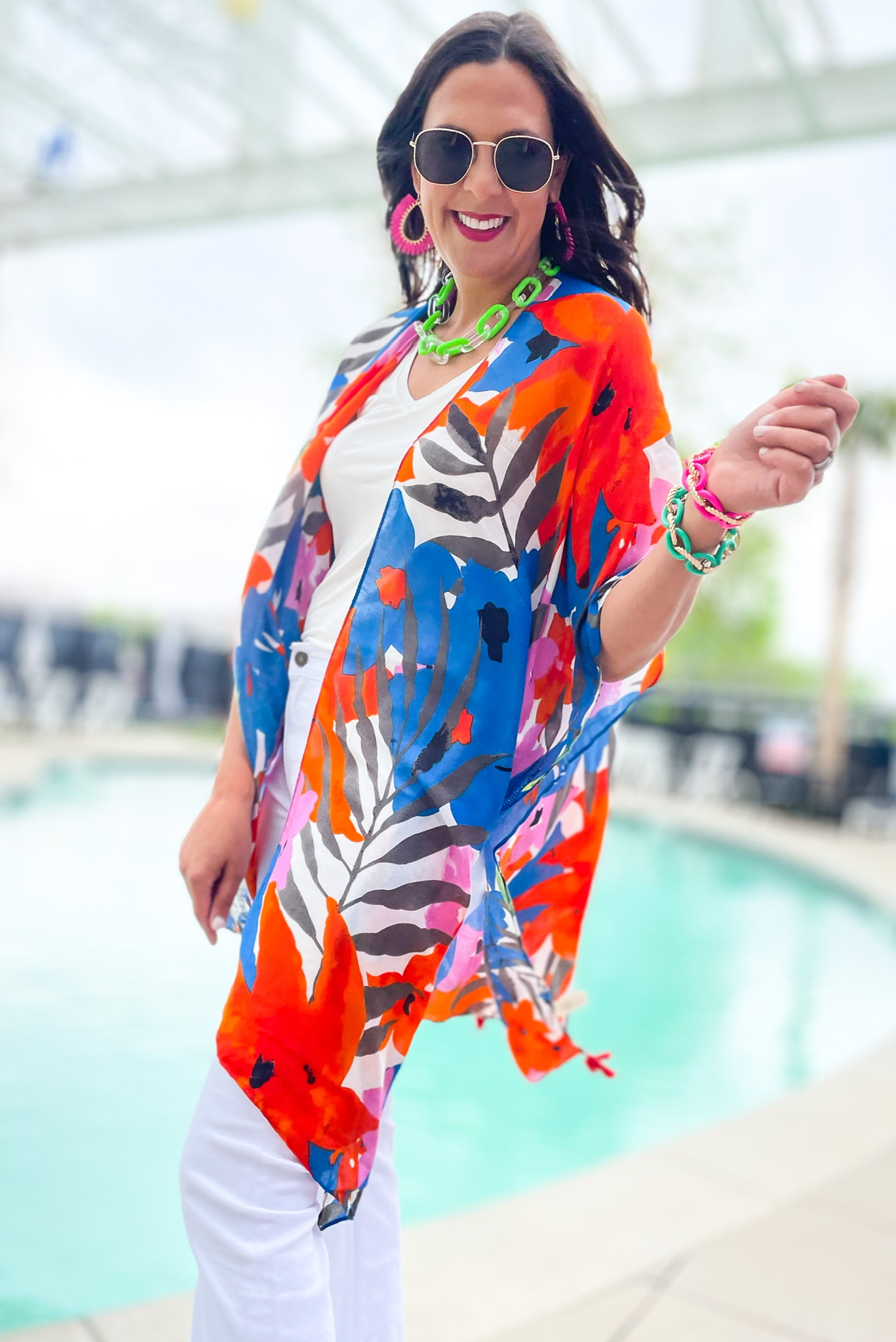 Blue Watercolor Floral Print Kimono, kimono, floral print, water color, printed, summer cover up, summer outfit, mom style, shop style your senses by mallory fitzsimmons