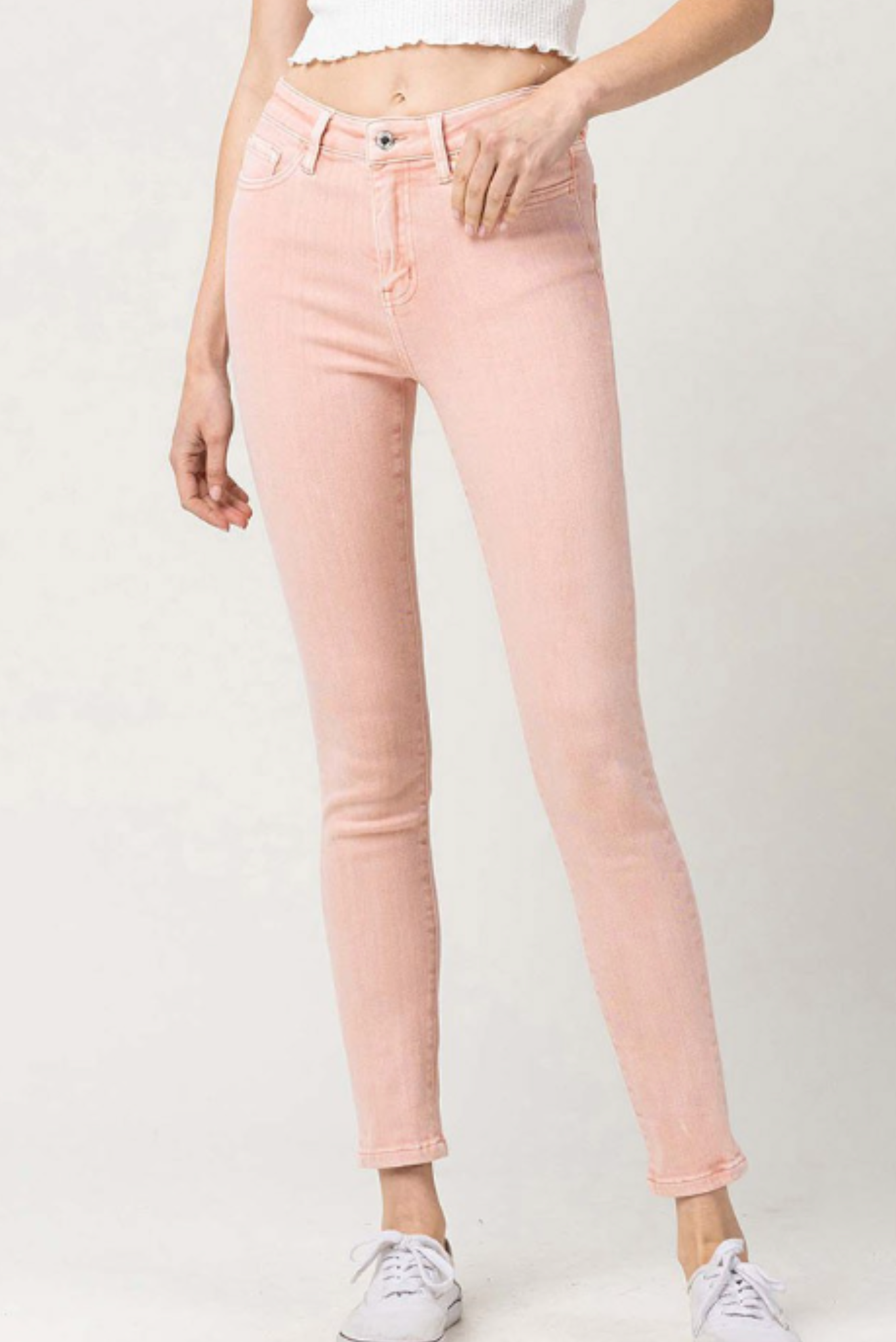 Vervet Peach Washed High Rise Skinny Jeans, skinny jeans, colored denim, high rise jeans, peach jeans, shop style your senses by mallory fitzsimmons