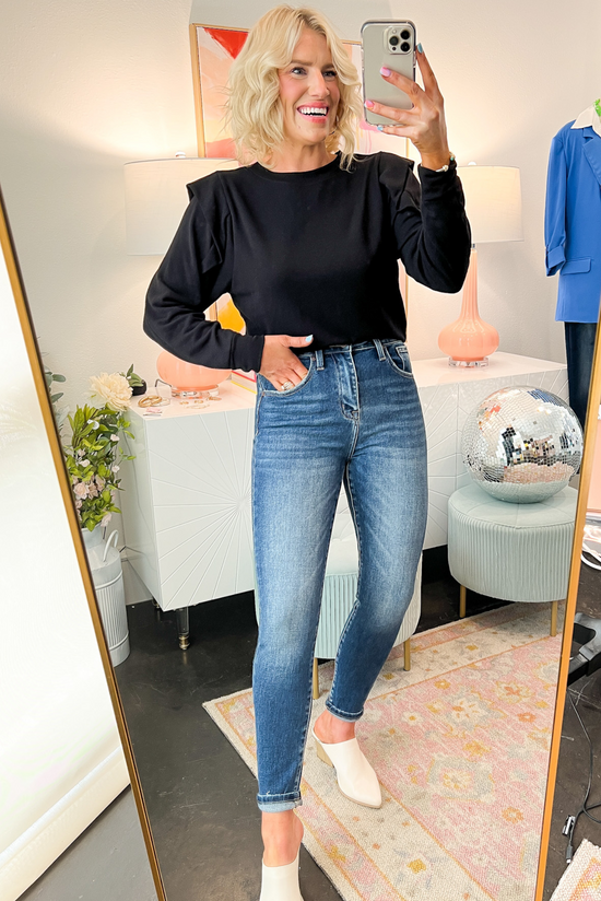 Medium Wash High Rise Ankle Skinny Jeans, medium wash jeans, high rise jeans, skinny jeans, ankle jeans, Shop Style Your Senses By Mallory Fitzsimmons