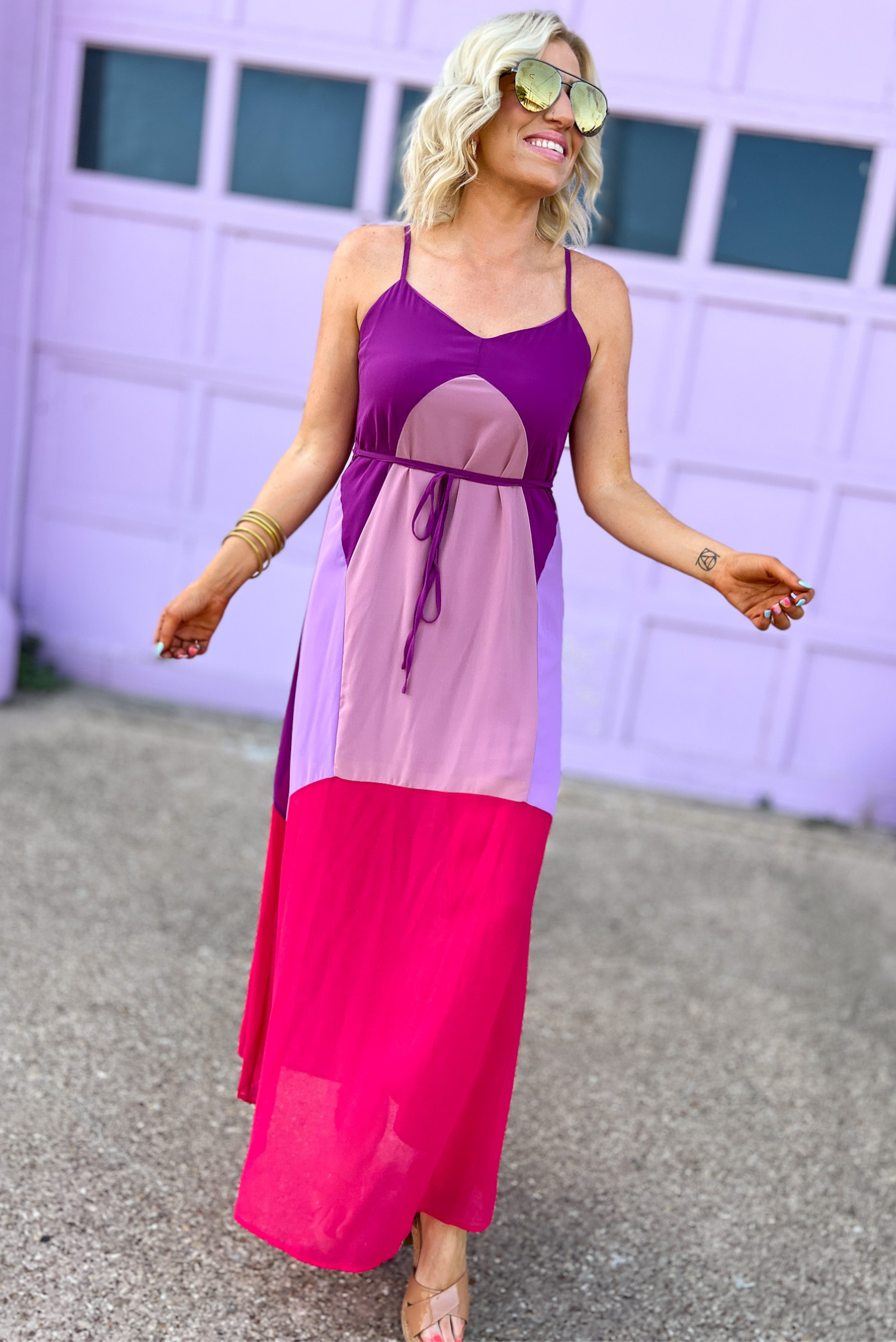 Purple Colorblock Sleeveless Maxi Dress, purple, pink, maxi dress, sleeveless dress, colorblock, Shop Style Your Senses By Mallory Fitzsimmons